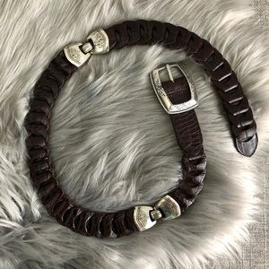 Vintage Brighton leather belt silver buckle S.